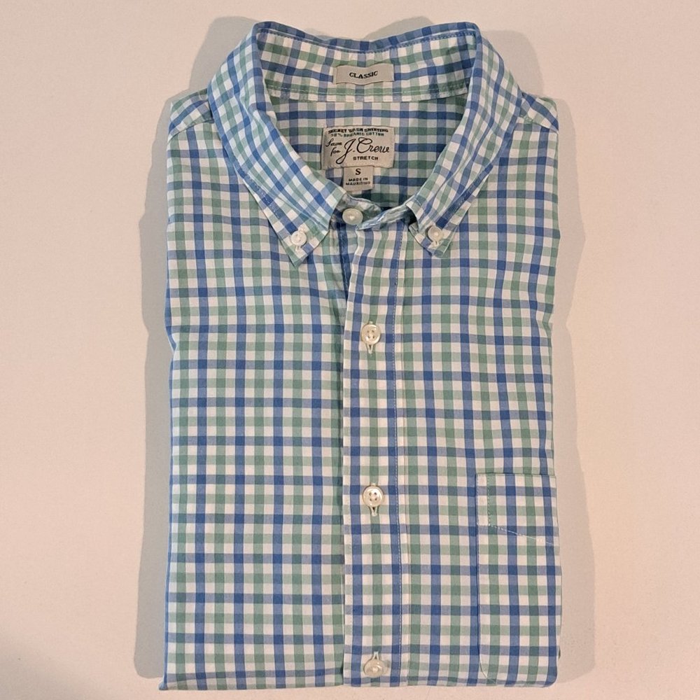J. Crew Classic Fit 98% Organic Cotton Stretch men's small shirt style AU469